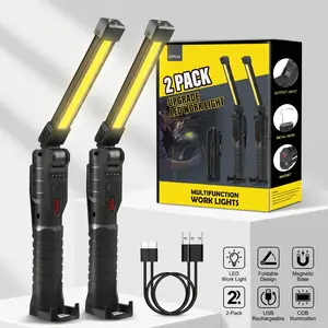 【SummerVibes】2 Pack Magnetic LED Work Light,  7 Light Modes, 180° Rotation Portable Mechanic Lamp, Suitable for Car Repairing, Home Emergency and Unique Fathers Day Gift for Men