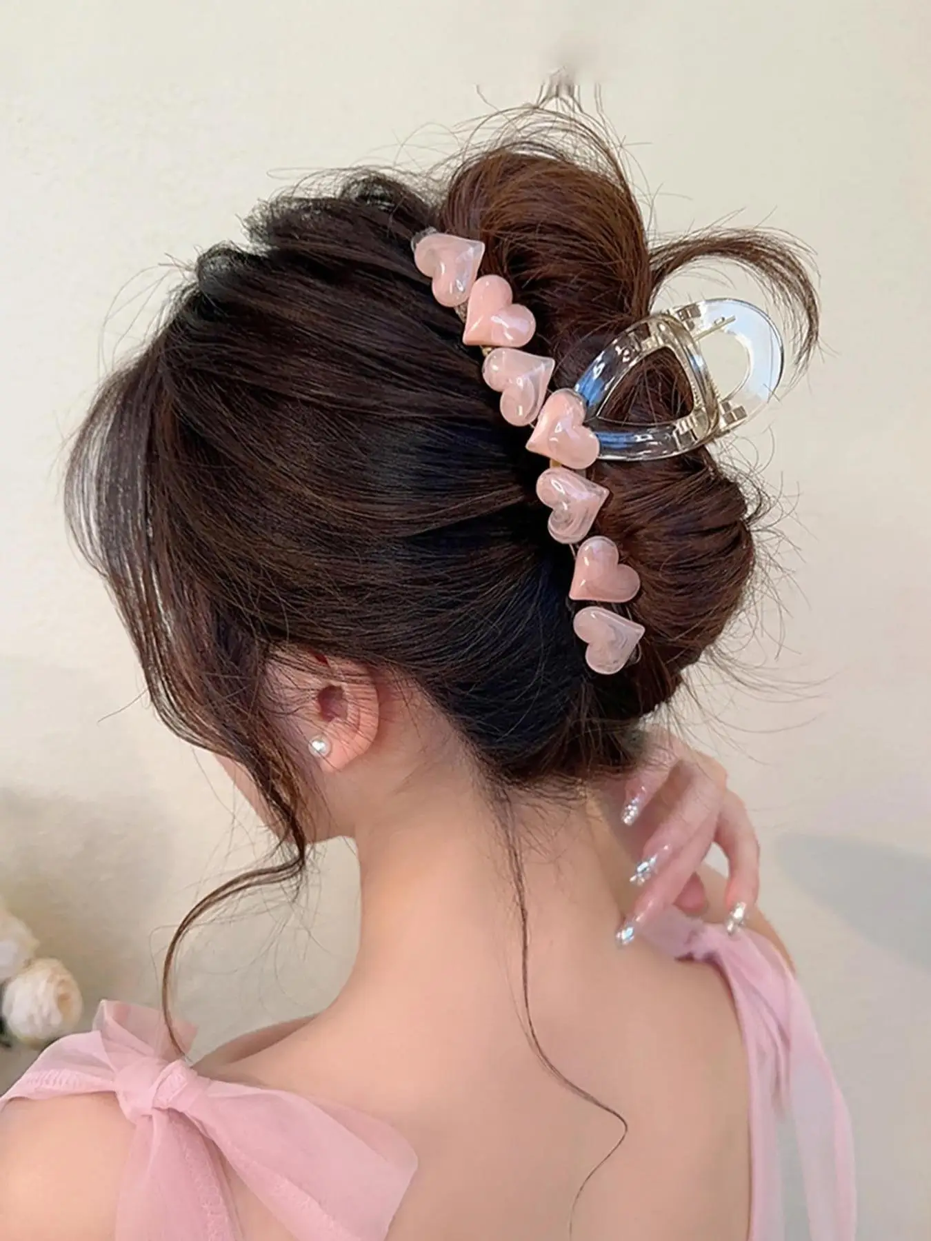 Cute Heart Design Large Hair Claw Clip for Women As Gift, Fashion All-match Hair Accessories, Elegant Easy Grasping Casual Versatile Hair Accessories