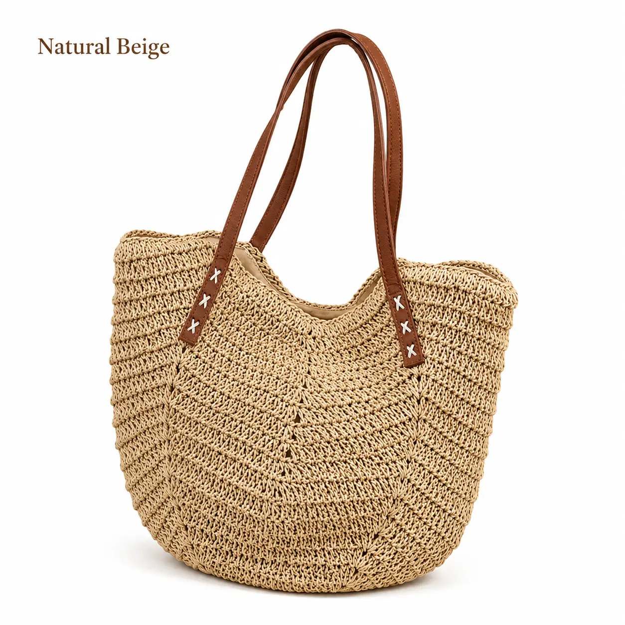 Women’s Straw Woven Tote Bag, Large Capacity Summer Shoulder Bag, Knitted Beach Bag for Vacation, Seaside, Travel and Daily Outfits