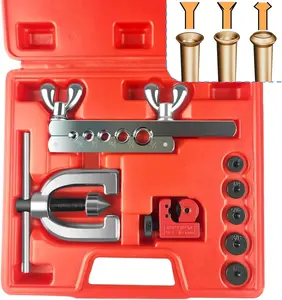 Line Flaring Tool Kit, 3/16", 1/4", 5/16", 3/8" and 1/2 Double & Single Tubing Flare Tool for Copper and   Line Tube