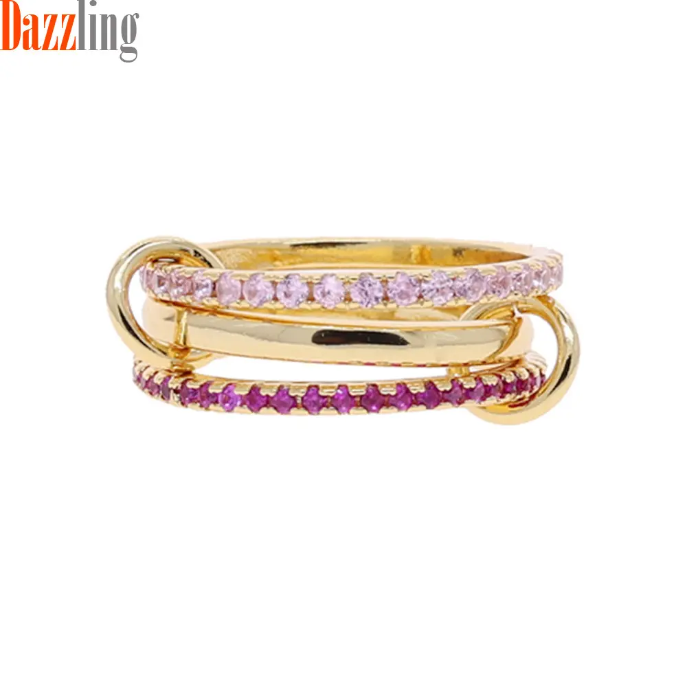 Golden pink zircon with 3 rings