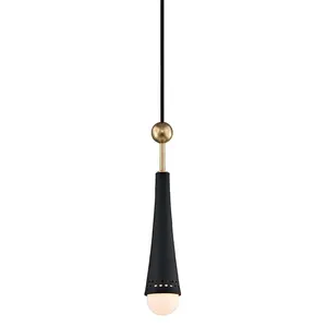 Tupelo Pendant Light - Modern Vintage Design with Aged Brass Finish and Off White Glass Globe Shade