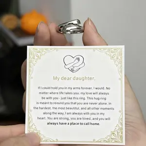 【BUY 1 GET 1 FREE】Silver Hug Ring, Adjustable Friendship Hand Rings Always with You Couple Embrace Gift for Men Women hug  ring single ring unique design Punk Style Hip Hop Chain Set sams  club  necklace unisex cross necklace