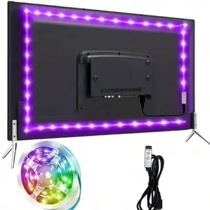 USB TV Background RGB LED Backlit Strip Light, 1 Count TV Background RGB LED Strip Light with 3 Button Control, Suitable for Home Decoration, Interior Led Lights, Led Lights Strips, Ambient Led Lighting