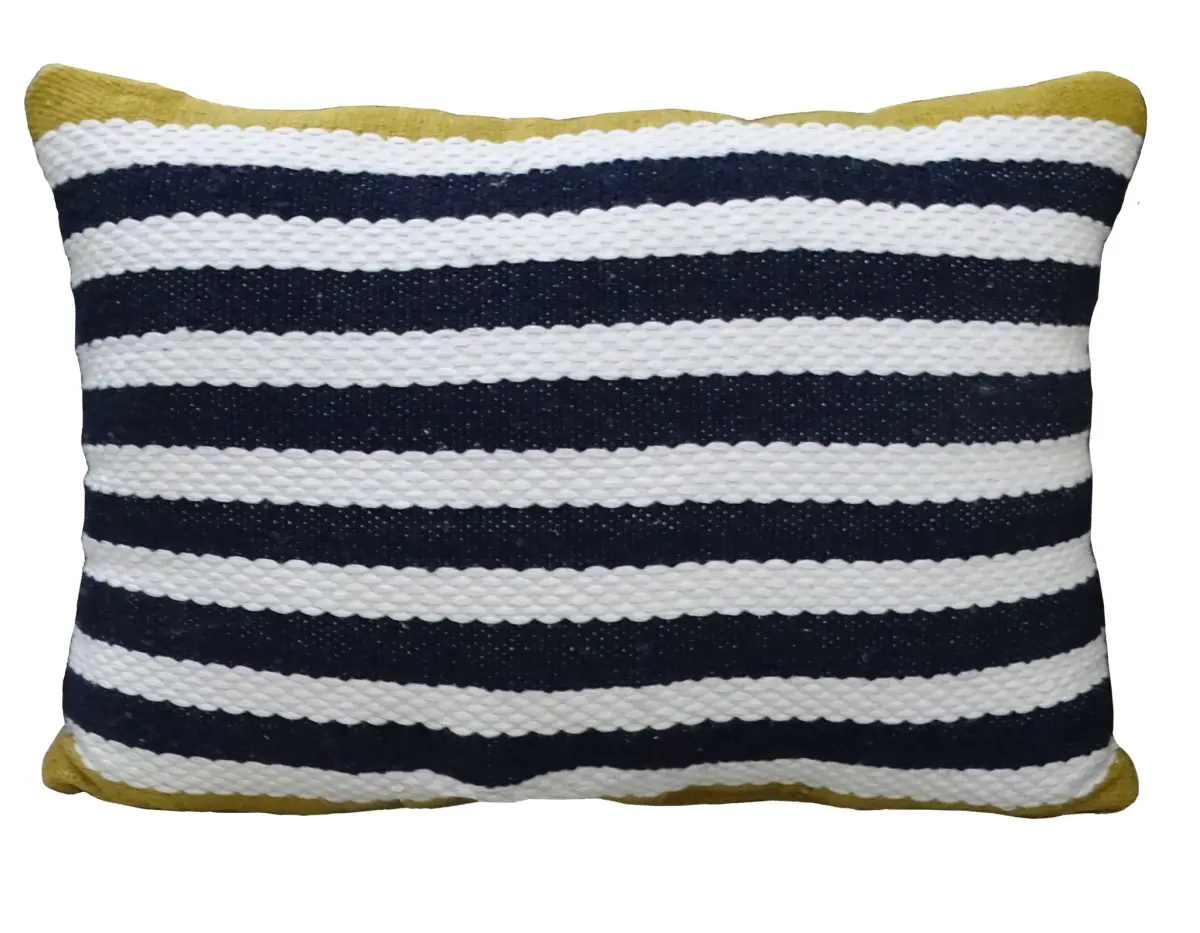HomeRoots 482235 Decorative Standard Pillow, 10x14x20 in. Black & Yellow Zippered Striped, Indoor & Outdoor Throw Pillow, Decorative Standard Pillows