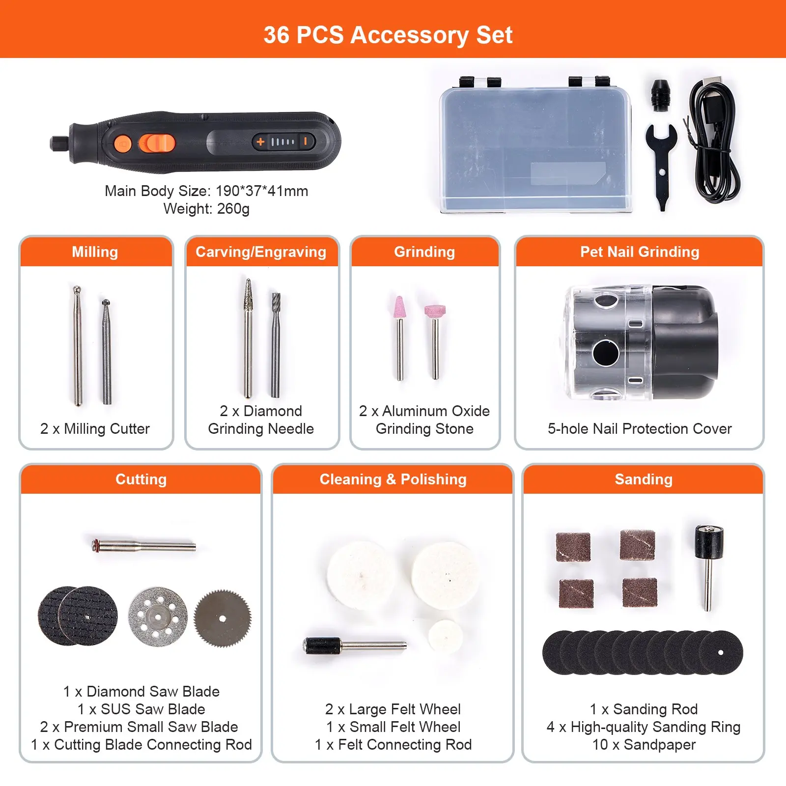 4V Rotary Tool + 36 PCS Accessories