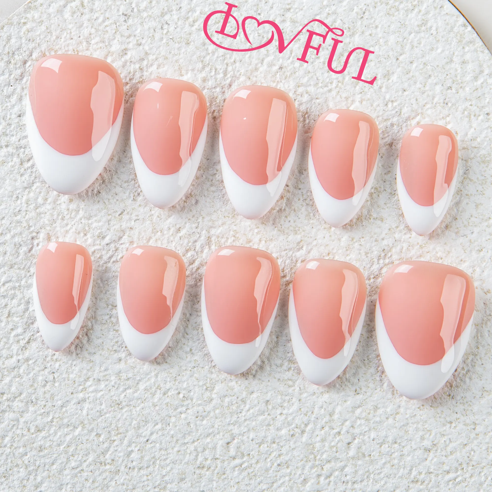Lovful | Almond Short Length 0.8'' Simple Handmade Acrylic Press on Nails #DealsForYouDays | 10PCS Reusable,Salon Quality,H12-H175