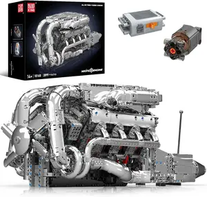 Mould King 10168 V8 Twin-Turbo Engine Model Kit That Runs, Mini Engines Building Blocks Set for Adults, Engineering Construction STEM Toy  (2899 PCS)