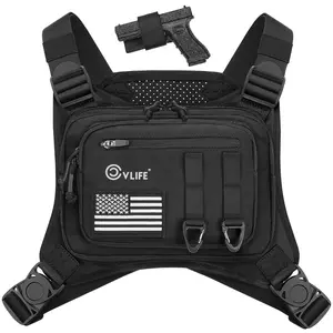 CVLIFE Chest Bag Chest Vest with Holster Adjustable Outdoor Chest Bag for Men and Women Chest Pack for Running, Cycling, Hiking【New Arrivel】