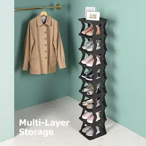 1pc Removable 6/9 Tier Shoe Rack Space Saving Folding Shoe Rack for Home And Dormitory Hallway Living Room Separate Narrow Shoe Rack for Indoor Doorway Storage Holds Keys