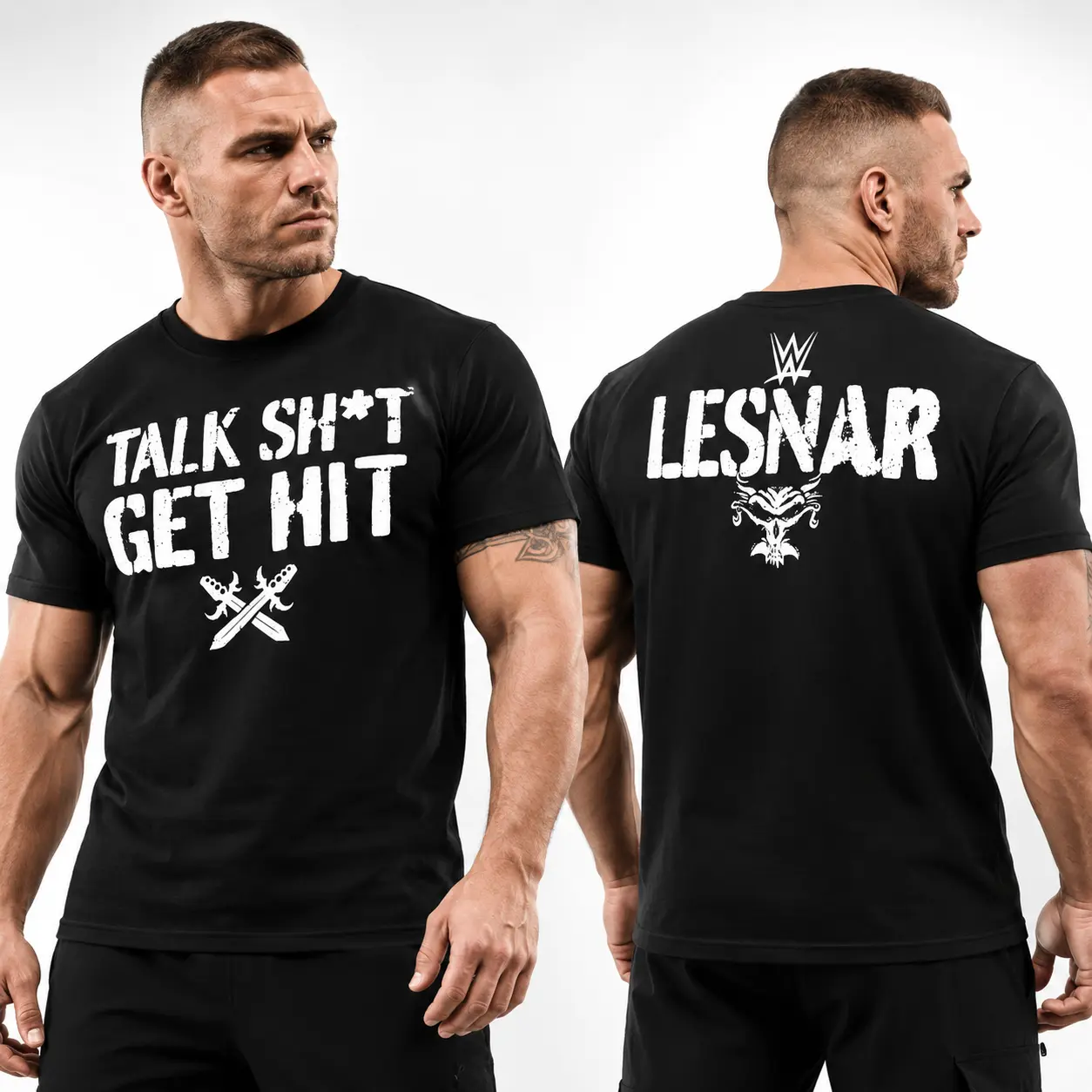 Brock Lesnar Talk Sh*t Get Hit T-Shirt, Vintage Combat Graphic Tee, Beast Incarnate Inspired Wrestling Shirt, Retro Fan Apparel, Unisex Black T-Shirt1