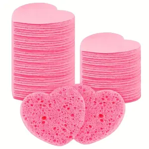 20 Piece Compressed Heart Shaped Cleansing Sponges, Natural Facial Sponge Pads, Suitable for Home and Travel Use, Face Sponge