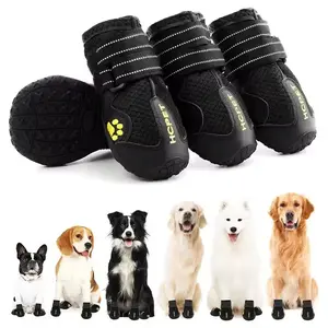 HCPET Dog Shoes for Large Dogs Water-Resistant Paw Protectors for Winter Snowy Days Summer Hot Pavement Rainy Weather Outdoor Walking Indoor Hardfloors Skid-Resistant Sole