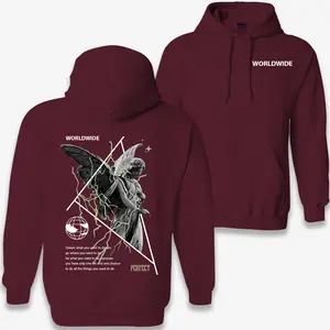 Worldwide Angel Hoodie – Bold Winged Angel Graphic with Lightning and Motivational Quote, Modern Streetwear Pullover, Unisex Hoodie Gift for Trendy Fashion Fans