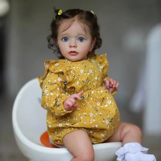 22 Inch 55cm Soft Vinyl Reborn Doll Cute Baby Girl with Wig Perfect for Halloween Thanksgiving Christmas Easter Birthdays Gift Toys Rebornbabydoll