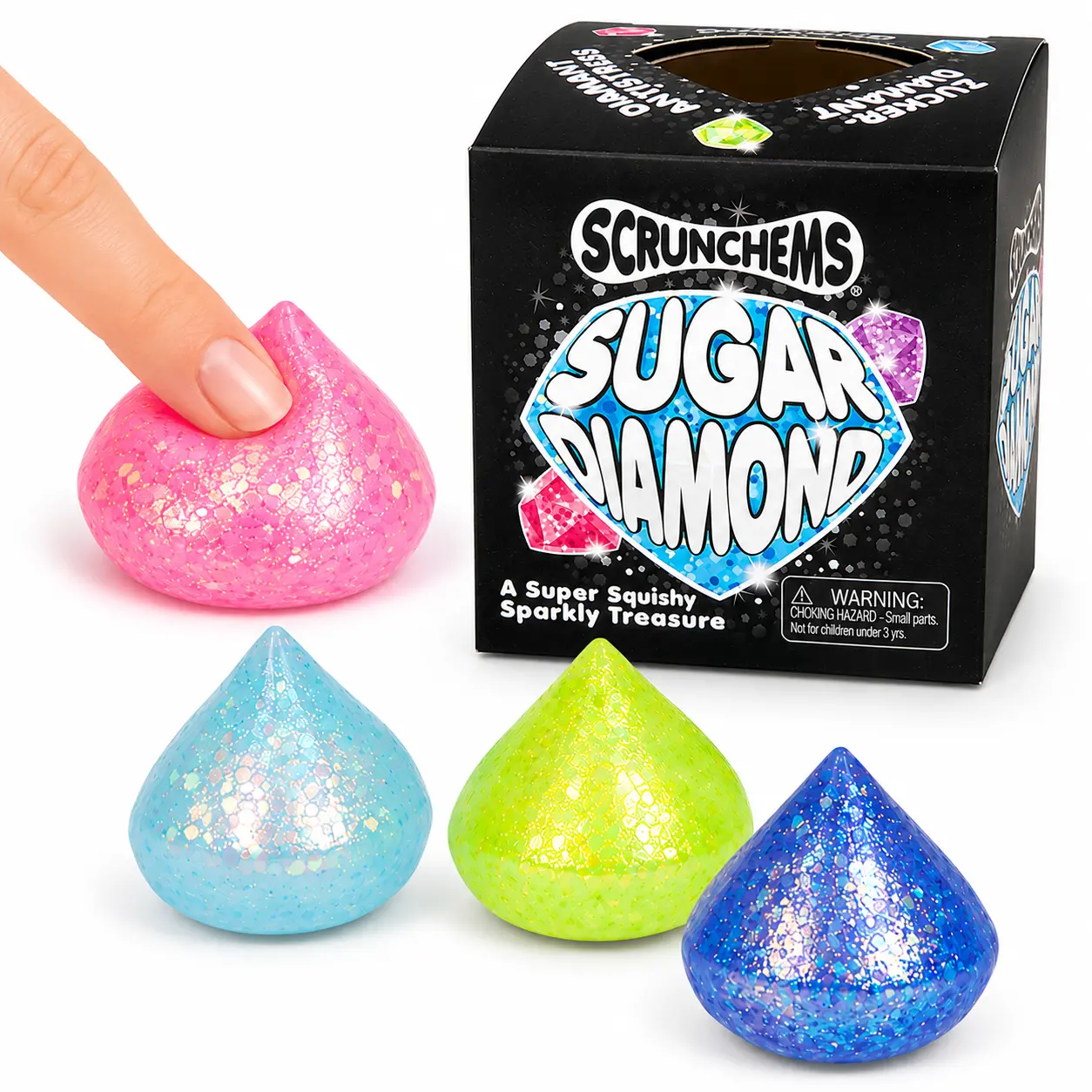 Scrunchems Original Sugar Diamonds Squishy Fidget Toy (1pc) - Color Shipped Assorted, Novelty Stress Relief Toy for Kids Scrunchems Original Sugar Diamonds Squishy Fidget Toy (1pc) - Color Shipped Assorted, Novelty Stress Relief Toy for Kids