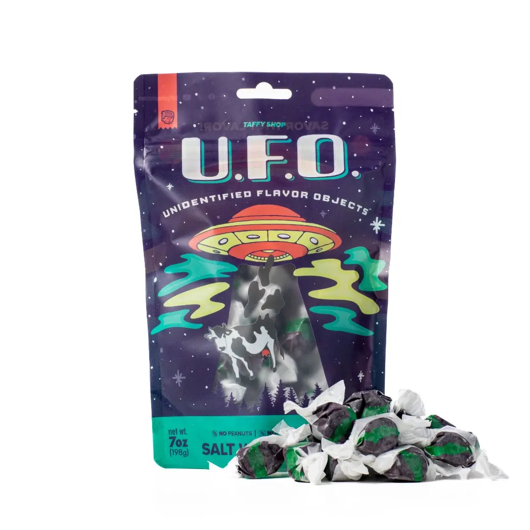Taffy Shop, UFO Salt Water Taffy Bag (7oz) - Gourmet Soft, Sweet & Chewy Candy