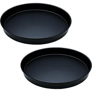 2 Pack Lazy Susan, Non-Skid Rotating Metal Turntable Organizer for Cabinet, Kitchen, Fridge, Pantry Storage, Vanity, Bathroom, Spice Rack for Condiment Organizer, Farmhouse Decor, Black