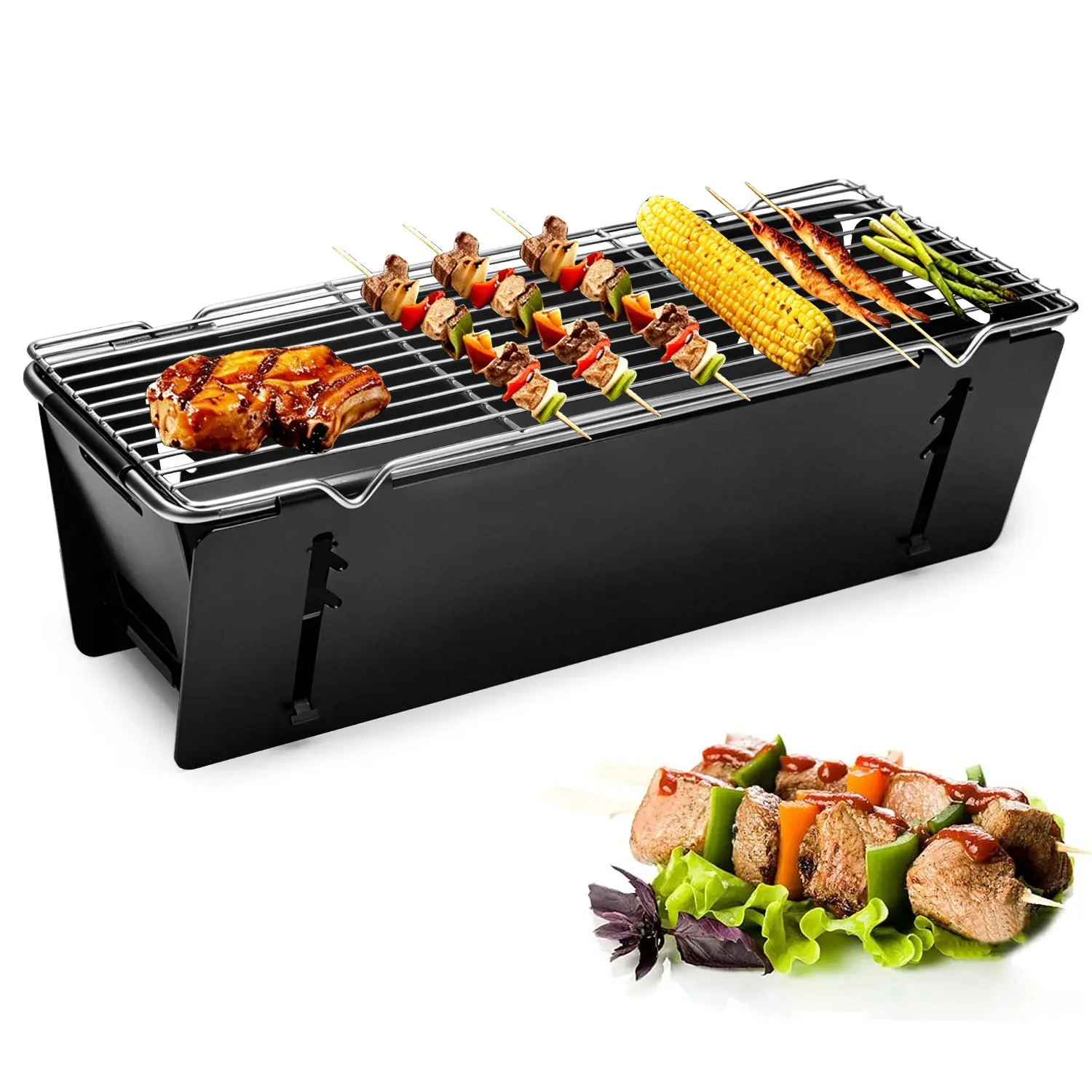 Outdoor Folding Barbecue Grill,Sturdy and Durable Metal Body,Easy to Carry,Suitable for Backyard,Camping,Picnics,Party,BBQ,Travel and Outdoor Barbecue Cooking