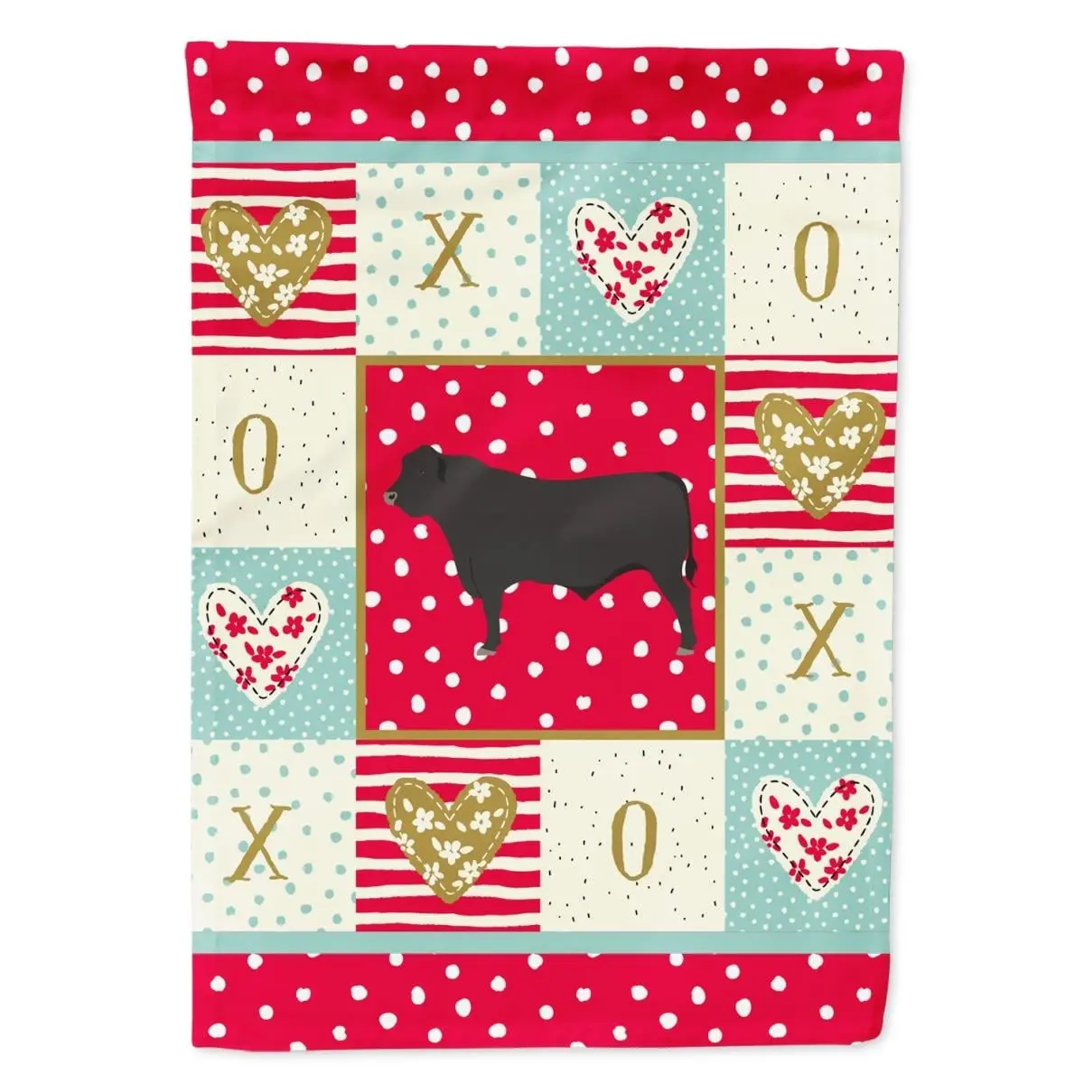 28 x 0.01 x 40 in. Black Angus Cow Love Flag Canvas House Size