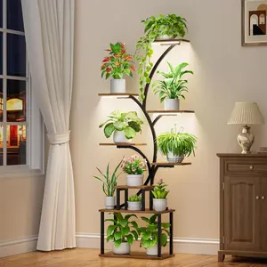 Plant Stand Indoor with Grow Light, 8-Tiered Tall Plant Stands for Indoor Plants Multiple, Metal Plant Shelf Display Rack Holder, Flower Stand for Indoor Plants, Living Room, Garden, Patio