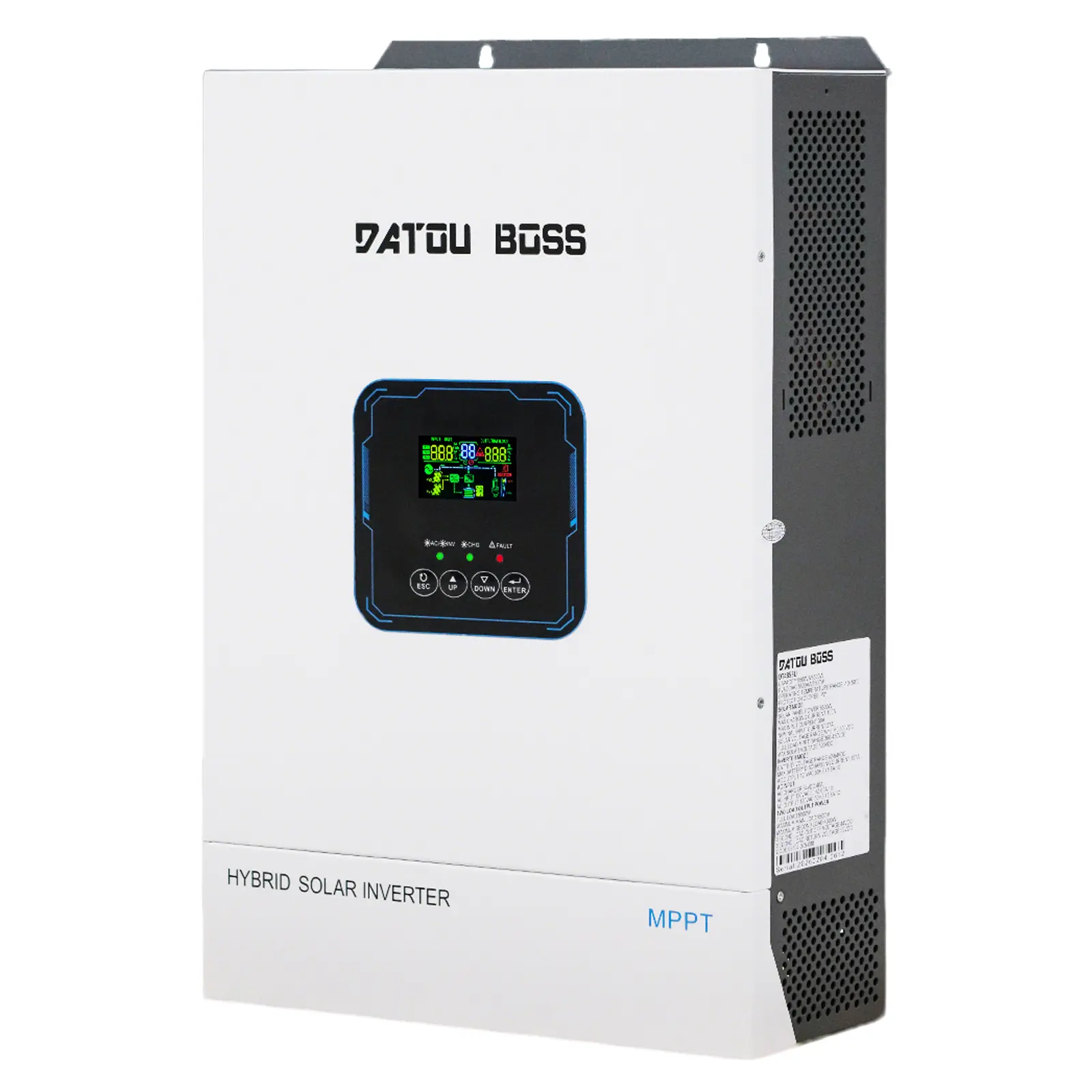 DATOUBOSS 48V5500W Hybrid Solar Inverter, 48V DC to 120V AC Pure Sine Wave Output, 100A MPPT Charge Controller, 500V Max PV Input, Off-Grid Home & Cabin Car Battery Repair Tool, Datouboss 5500W Hybrid Solar Inverter