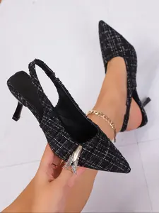 Minimalist Square Toe D'orsay Heels, Women's Classic Chunky Heel Office Party Shoes, Anti-Slip Low PU Leather, Rubber Sole