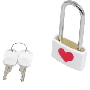 Red Love Lock Padlock with Keys,Metal Heart Shaped Padlock Mini Lock with Key for Lovers Wedding, VValentine's Day,Anniversary, Jewelry Storage Box