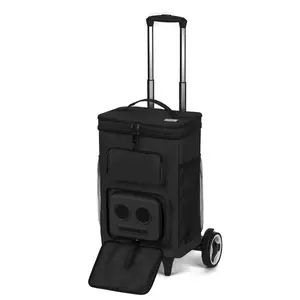 Super Real Rolling Cooler with 20-Watt Bluetooth Speakers for Parties/Festivals/Boat/Beach/Camping. Rechargeable, Works with iPhone & Android Audio Smartphone