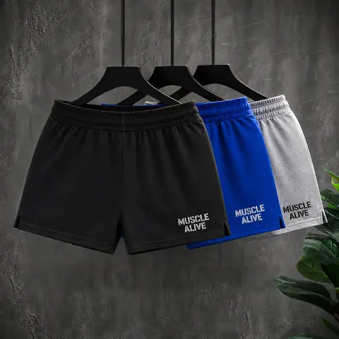 Men’s Fitted 3" Inseam Shorts - Cotton-Spandex Stretch, Drawstring Waist, Very Soft, Breathable Solid Color Gym Bottoms, Shorts for Gym, Casual Use, Size M