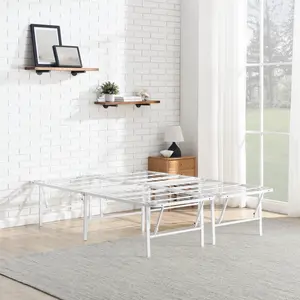 Mainstays Queen 18" High Profile Foldable Steel Platform Bed Frame with Storage Space Under Frame, No Box Spring Required, White