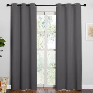 Noise Reducing Blackout Curtains 84" Long for Bedroom, Grey, 42" Wide, 2 Panels, Thermal Insulated Room Darkening Drapes for Home Family Decorations