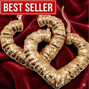 14k Gold-Filled Bamboo Heart Earrings - Elegant Design with 1.25 Inch Size for Everyday Wear