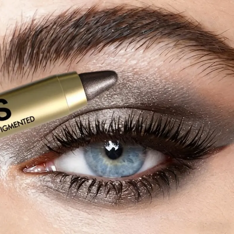 1PC Grey, Sparkle, Luster, Glitter, Eyeshadow, Eyeshadow Pencil, Waterproof,Highly Pigmented Eye Crayon, Blendable Eye Color for Daily Makeup And Casual Outings, Glitter Eyeshadow Stick