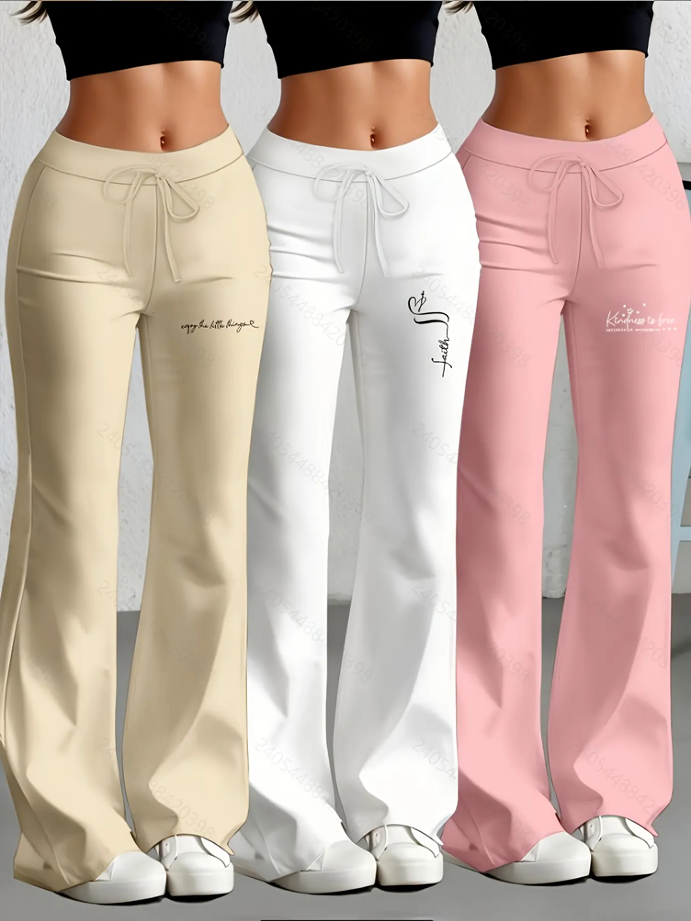 Three-Piece Set Milk Silk Yoga Pants, Pilates Yoga Wear, Activewear for Fitness, European & American Style Wide-Leg Straight-Cut, Drawstring Waist, Casual Fashion Long Pants, Athletics Pants, Athleisure Pants
