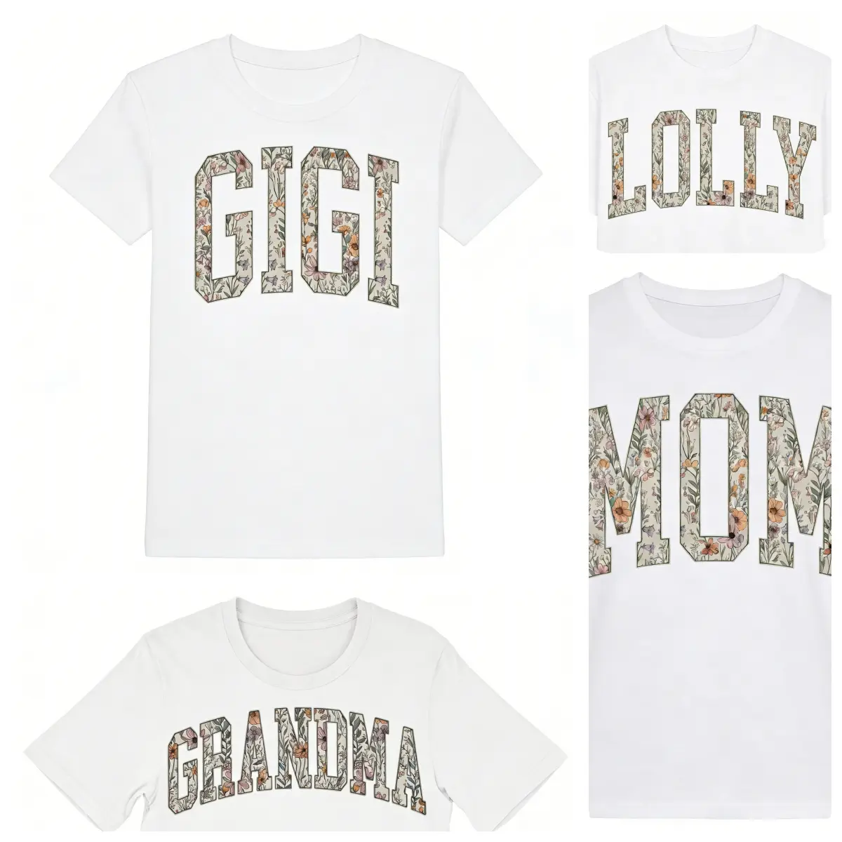 Women's Vintage Wildflower Graphic Tee, Oversize Casual Short Sleeve Cotton T-Shirt with Round Neck, Boho Streetwear Top for Moms, Shortsleeve, Mommy, Pieces, Thanksgiving, Crew Neck, Easter, Valentines Day, Affordable Fashion, Wildflowers, Boho Casual, S