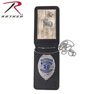 ROTHCO Universal Leather ID Card Holder - 33-Inch Detachable Chain, Tactical Design, Removable Cardholder with Hook & Loop, Office Identification Badge Accessories
