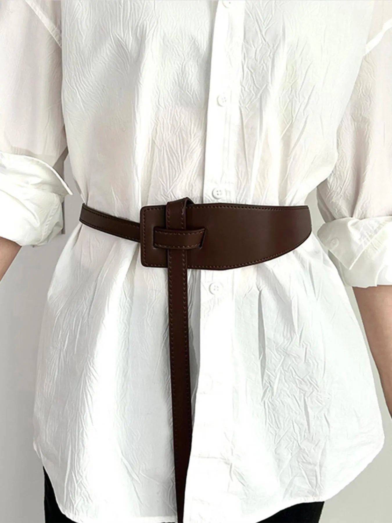 Women's Solid Color Wide Belt, Fashionable PU Leather Belt for Daily Clothing Decor, Trendy All-match & Exquisite Belt for Birthday Gift, Fashion Belts