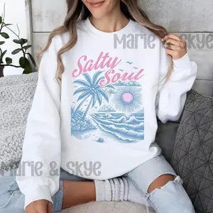 Ocean Inspired Style Preppy Clothes Salty Soul Beach Sweatshirt Beach Clothes Beach Vibes Mermaidcore Beach Bum Beachy Sweatshirt
