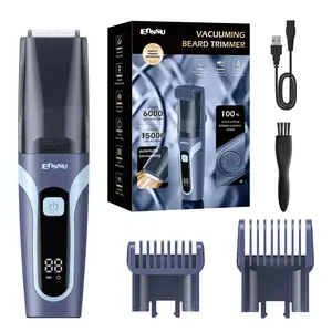 Blue Beard Trimmer for Men Auto-Vaccum, Rechargeable Electric Men Beard Trimmers with 2 Combs, 1-20mm Adjustable Length Dial, Waterproof Cordless Mustache Trimmer for Face, Stubble pain free trim