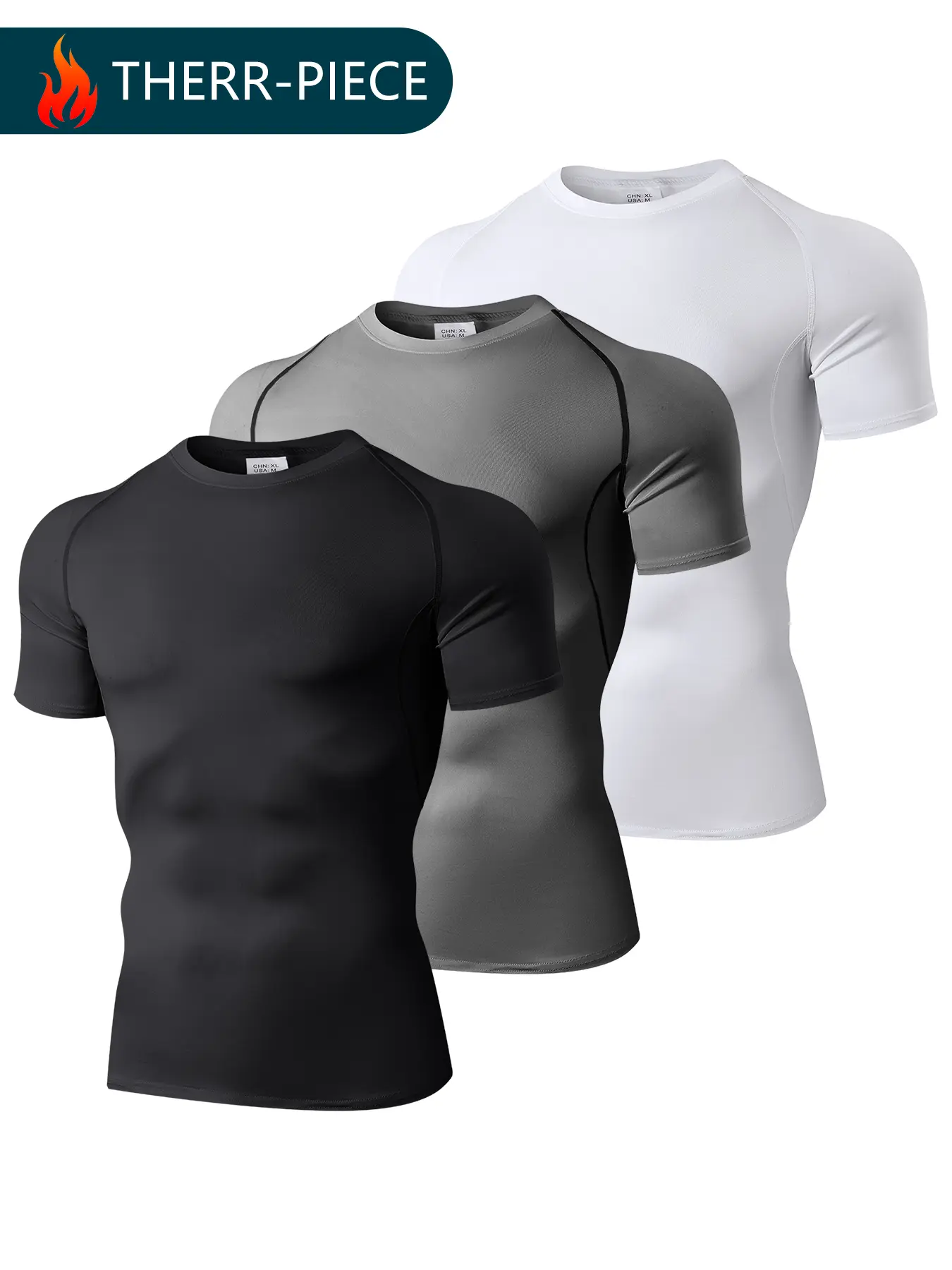 3pcs Compression Shirts Men Short Sleeve Athletic Moisture Wicking Base-Layer Undershirt Gear T-Shirt for Sports Workout summerwins
