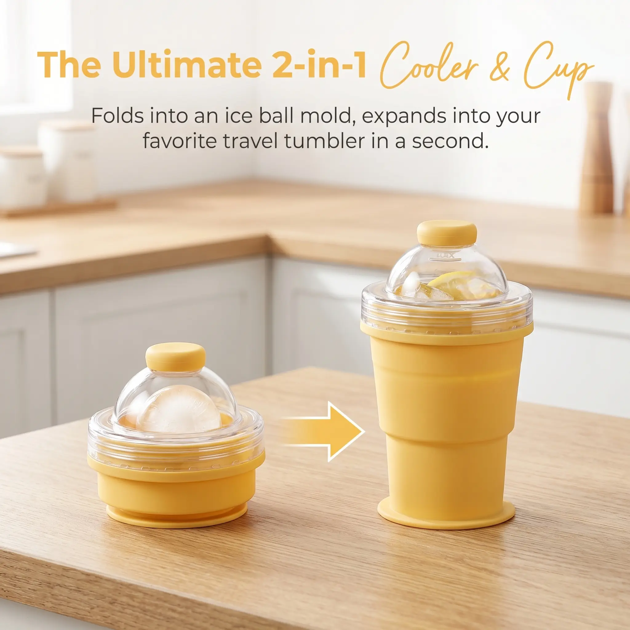 ZURXID 2-in-1 Foldable Ice Ball Cup, Leak-Proof Portable Straw Tumbler, 6cm Ice Ball Maker for Iced Coffee & Smoothies, 2026 Summer Viral Home/Party Cold Drink Gadget #iceballmaker #foldableicecup