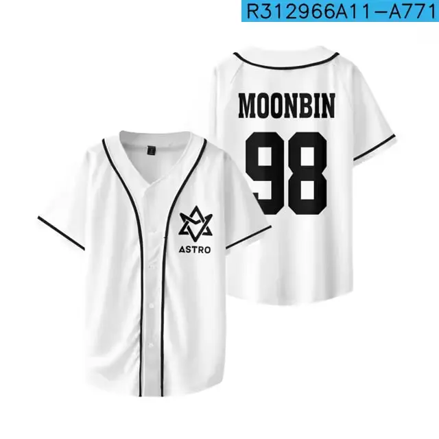 Kpop ASTRO STAR Group Baseball Jersey T-shirt Harajuku Streetwear Casual T Shirt V-Neck Short Sleeve Graphic Tees
