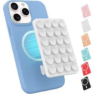 Magnetic Suction Phone Mount for MagSafe Case,Silicone Sticky Phone Grip Holder for iPhone,Removable Hands-Free Selfie/Video for TikTok & Instagram Influencer/Creator (White)