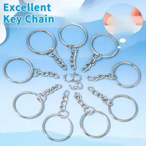 50Pcs Keychains with Chain and 50 Pcs Jump Rings, Keychain Rings Kit Findings Bulk for Keychain Making Supplie DIY Crafts