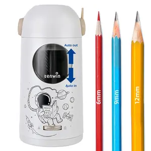 tenwin Fully Automatic Electric Pencil Sharpener for Colored Pencils 7-11.5mm, Durable Blade, Rechargeable, No-Touch Design, Ideal for Home & Classroom Writing Tool Teacher Gift Shavings
