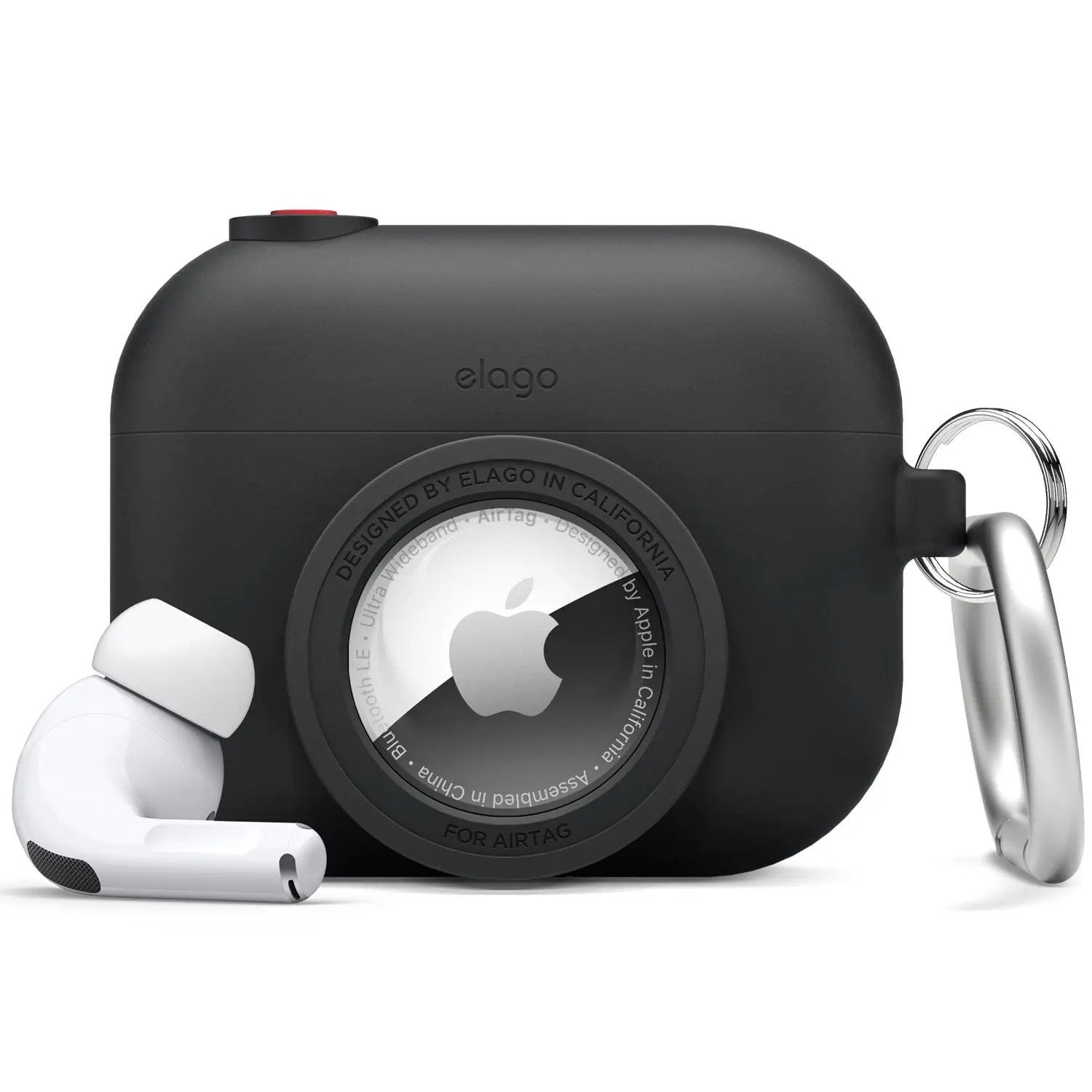 [elago Official] Retro Camera Design AirPods Pro Case with AirTag Slot, Bubble Grip, Durable Silicone Audio Accessories, Drop Protection, Shock Absorption, 3 Colors [TRACKER AND EARPHONES NOT INCLUDED; CASE ONLY], Charging