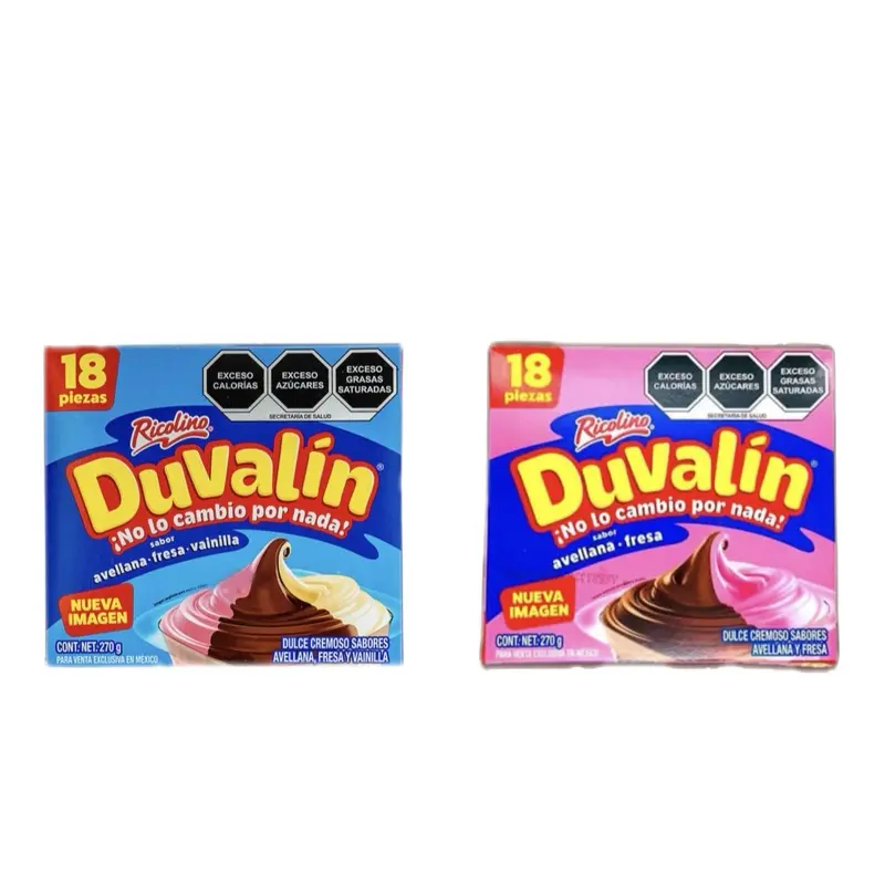Duvalin Ricolino 18 piezas 270g- Avellana, Fresa, y Vanilla