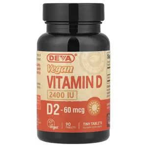 Deva Vegan Vitamin D2, 60 mcg (2,400 IU), 90 Tablets