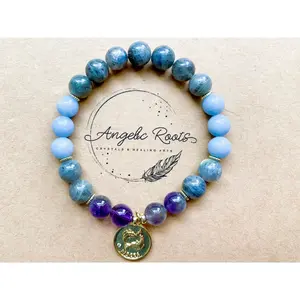 PISCES GOLD EDITION Amethyst, Labradorite, Angelite Beaded Bracelet || Reiki Infused